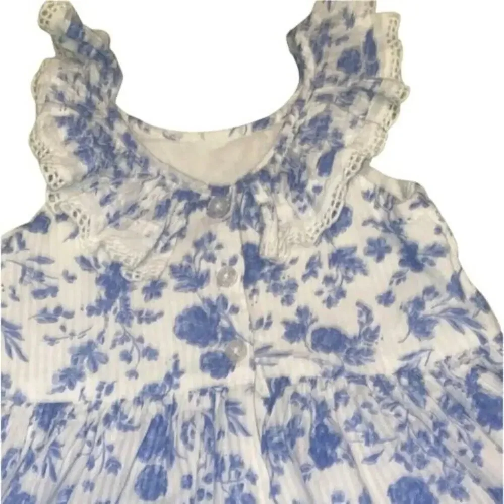 Pippa & Julie Floral Spring Easter Dress Blue White 4T
